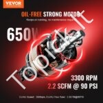 860 W tylus bealyvinis oro kompresorius – 8 L bakas, 120 PSI, 230 V - Image 8