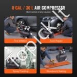 Švelnus bealyvinis oro kompresorius – 30 L bakas, 650 W, 120 PSI, 80 dB - Image 4