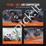 2 AG (2 HP) tylus bealyvinis oro kompresorius – 60 L bakas, 125 PSI, 78 dB - Image 4