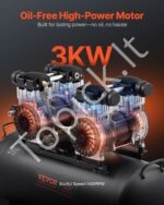 2 AG (2 HP) tylus bealyvinis oro kompresorius – 75 L bakas, 125 PSI, 78 dB - Image 8