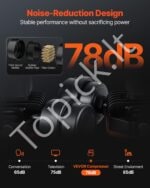 2 AG (2 HP) tylus bealyvinis oro kompresorius – 75 L bakas, 125 PSI, 78 dB - Image 6