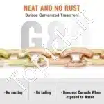 2 vnt. G80 Plieninės Tempimo Grandinės Rinkinys – 9,5 mm x 6 m, 3220 kg Talpa - Image 6