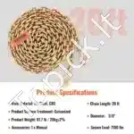 2 vnt. G80 Plieninės Tempimo Grandinės Rinkinys – 9,5 mm x 6 m, 3220 kg Talpa - Image 3