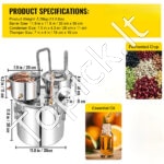 Įvairių stipriųjų gėrimų ir vandens distiliatorius - 19 L – Kompaktiška nerūdijančio plieno ir vario sistema - Image 5