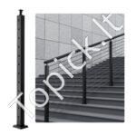 Pilkas juodas nerūdijančio plieno turėklų stulpelis 106,7 × 5,08 × 5,08 cm – 30 ° pasvirimo angos