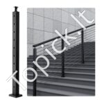 Aliuminio turėklų stulpelis 91,44 x 5,08 x 5,08 cm su kampiniu 30° skylės išdėstymu