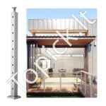 Aliuminio turėklų stulpelis 91,44 x 5,08 x 5,08 cm su horizontaliomis skylėmis, sidabrinės spalvos