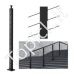 Juodas SUS304 nerūdijančio plieno turėklų stulpelis 106,68 × 2,54 × 5,08 cm – 30° pasvirimo skylės laiptų turėklams
