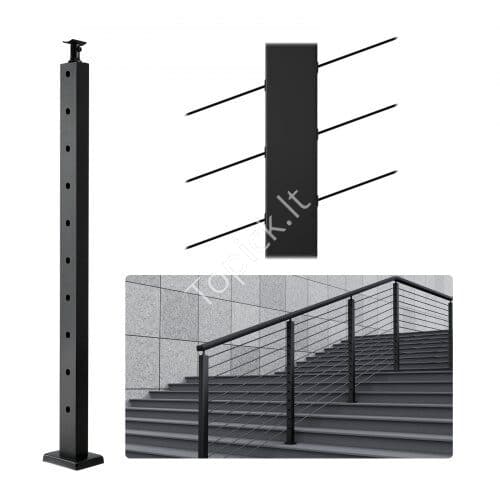 us2F1JZLGZHS91424HS5GV02Fgoods_img-v12Fcable-railing-post-m100-1.2.jpg Juodas nerūdijančio plieno turėklų stulpelis 91,44 × 2,54 × 5,08 cm - Image 1