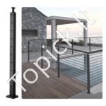 Juodas L-formos kampinis turėklų stulpelis 91,44 × 2,54 × 5,08 cm – 10 porų L formos skylių, nerūdijančio plieno konstrukcija