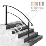 Kalto geležies laiptų turėklas, juodos spalvos, stabilus ir tvirtas sprendimas lauko ir vidaus erdvėms