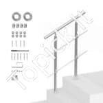 Nerūdijančio plieno laiptų turėklai su dviem skersiniais strypais, 80 cm ilgis, iki 106 cm aukštis