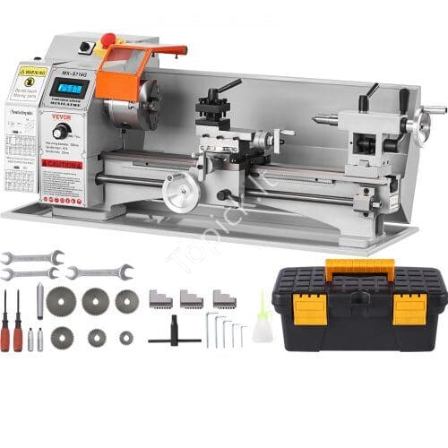 us2FBZDMNJSCCSFWSEYI0V22Fgoods_img-v42Fmetal-lathe-m100-1.2.jpg Metalo tekinimo staklės 17,8 × 40,6 cm, 800 W, 50–2500 RPM, MT5 konusas - Image 1