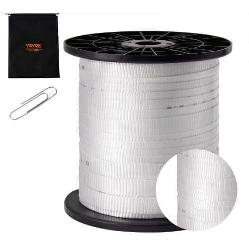 us2FDLLDB97M19MMX2MR1V02Fgoods_img-v12Fpull-tape-m100-1.2.jpg Poliesterio Tempimo Juosta Kabeliams, 96.9 m Ilgio, 1.9 cm Pločio, 1134 kg Tempimo Jėga, Balta - Image 1