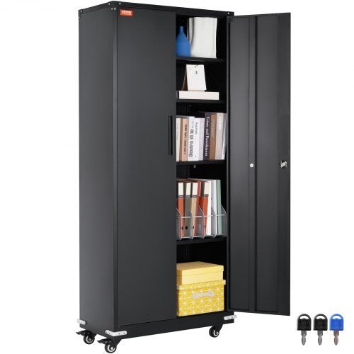 us2FDXCWJCQHY5180H4USV02Fgoods_img-v12Fmetal-storage-cabinet-m100-1.2.jpg 5 lentynų rakinama metalo spinta su ratukais – 90 × 40 × 190 cm, iki 90 kg ant lentynos - Image 1