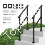 Metaliniai laiptų turėklai su skersine atrama, 2 vnt., 103 cm ilgis, 2 pakopoms
