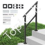 Metaliniai laiptų turėklai su skersine atrama, 103 cm ilgis, 1–2 pakopoms