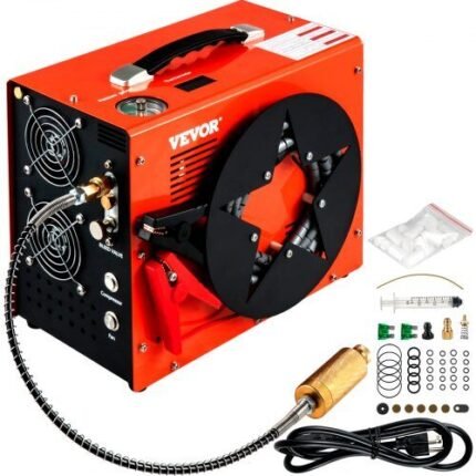 PCP oro kompresorius, 350 W 2700 aps/min nardymo kompresorius, 4500 Psi aukšto slėgio su 8 mm greita jungtimi ir įmontuotu aušinimo ventiliatoriumi, 1,5 l talpos bakas, automatinio išsijungimo dizainas, maitinamas iš namų ir automobilio akumuliatoriaus