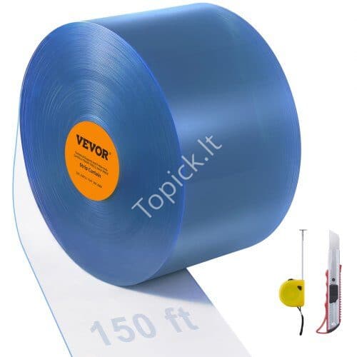 us2FJPVC82X121PCSH8D9V02Fgoods_img-v12Fstrip-curtain-m100-1.2.jpg Juostelės užuolaidos PVC durų užuolaidos 82' x 12" Roll Cooler Freezer Clear Plastic - Image 1