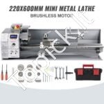 Mini metalo tekinimo staklės 220 × 600 mm, 750 W be šepetėlių, LED ekranu