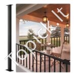 Metalinės turėklų atramos stulpelis, 91 x 4 x 4 cm, be skylių, juodos spalvos, 1 vnt.