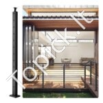 Metalinė turėklų atramos stulpelis balkonui, 107 x 2,54 x 5 cm, juodos spalvos