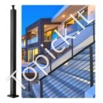 Nerūdijančio plieno turėklų stulpelis, 106,7 x 5 x 5 cm, su milteliniu padengimu, 136 kg apkrova