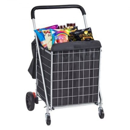 Sulankstomas Pirkinių Vežimėlis su Krepšiu | 90 kg Apkrova, 85 l Talpa