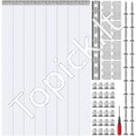 122 × 244 cm skaidri PVC juostinė durų užuolaida, komplekte 8 vnt. (2 mm storio)