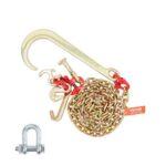 8 mm x 180 cm G80 traukimo grandinė su 38 cm J kabliu ir ilgu kotu | RTJ ir suėmimo kabliai