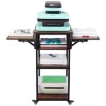 Mobilus spaudos įrangos stovas su įkrovimo stotele 4 lygių ratukinis stelažas spaudos įrangai ir priedams