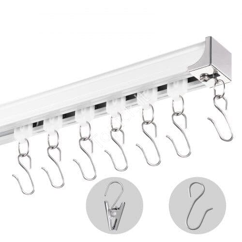 us2FTHBCLGDTZLHJ3ZDLRV02Fgoods_img-v12Fceiling-curtain-track-set-m100-1.2.jpg Tvirta lubinė užuolaidų bėgelio sistema 270 cm su kabliukais - Image 1