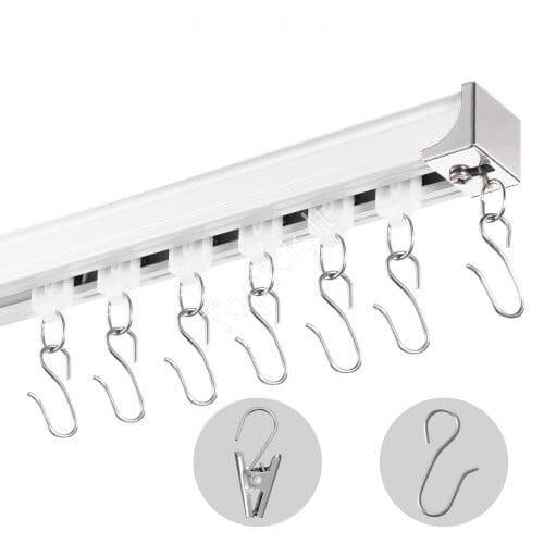 us2FTHBCLGDTZLHJN5CV4V02Fgoods_img-v12Fceiling-curtain-track-set-m100-1.2.jpg 5,4 m lubų užuolaidų bėgelis su kabliukais ir laikikliais - Image 1