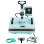 Žalias universalus terminis presas 30×38 cm – 5‑in‑1 termopresas su 30 oz tumbler funkcionalumu