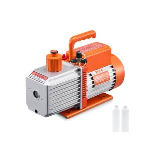 us2FZKBLJSJ1HP9C7WKFNV22Fgoods_img-v12Fvacuum-pump-m100-1.2.jpg 9 CFM (255 l/min) Dviejų Pakopų Vakuuminis Siurblys – 750 W, 0,2 Pa galutinis vakuumas, R22, R134a, R410a suderinamumas - Image 1