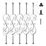 Matinis juodas metalinis turėklų stulpelis laiptams 111,8 cm