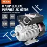 0,55 kW 1400 RPM vienfazis AC variklis – 220–240 V, 4,5 A, 80 B3 rėmas, 19 mm velenas - Image 6