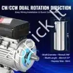 0,75 kW 1400 RPM vienfazis AC variklis – 220–240 V, 5,45 A, 80 B3 rėmas, 19 mm velenas - Image 6