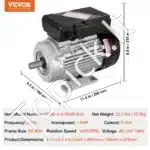 0,75 kW 1400 RPM vienfazis AC variklis – 220–240 V, 5,45 A, 80 B3 rėmas, 19 mm velenas - Image 3