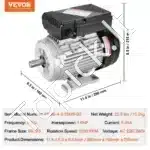 0,75 kW 1400 RPM vienfazis AC variklis – 220–240 V, 5,45 A, 80 B3 rėmas, 19 mm velenas - Image 3
