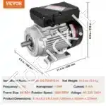 0,75 kW 2850 RPM vienfazis AC variklis – 220–240 V, 5,15 A, 80 B34 rėmas, 19 mm velenas - Image 3