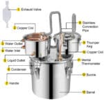 Įvairių stipriųjų gėrimų ir vandens distiliatorius - 20 L – Profesionali nerūdijančio plieno ir vario sistema - Image 3