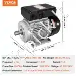 1,1 kW 2800 RPM vienfazis AC variklis – 220–240 V, 7,1 A, 90S B3 rėmas, 24 mm velenas - Image 3