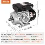 1,1 kW 2800 RPM vienfazis AC variklis – 220–240 V, 7,1 A, 90S B34 rėmas, 24 mm velenas - Image 3