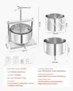 12 litrų rankinis vaisių ir vyno spaudimo presas su nerūdijančio plieno krepšiu - Image 7