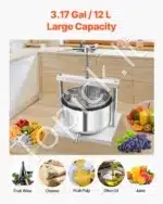 12 litrų rankinis vaisių ir vyno spaudimo presas su nerūdijančio plieno krepšiu - Image 3