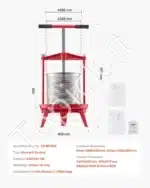 14 litrų rankinis vaisių ir vyno presas su nerūdijančio plieno krepšiu - Image 7