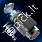 1,5 kW 1400 RPM vienfazis AC variklis – 220–240 V, 9,85 A, 90L B3 rėmas, 24 mm velenas - Image 2