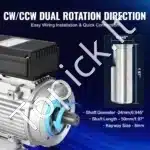 1,5 kW 1400 RPM vienfazis AC variklis – 220–240 V, 9,85 A, 90L B34 rėmas, 24 mm velenas - Image 6