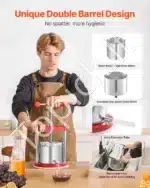 1,65 litro rankinis vaisių ir vyno presas su nerūdijančio plieno krepšiu - Image 5